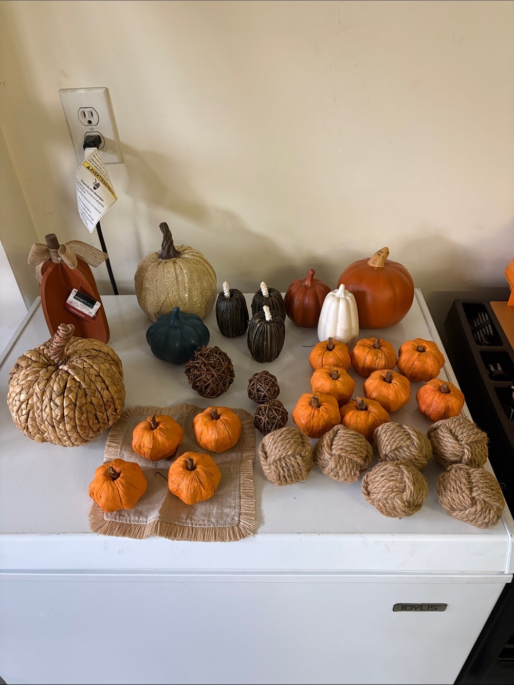 Assorted Decorative Pumpkins and Fall Accents - Orange, Brown, Cream, Green